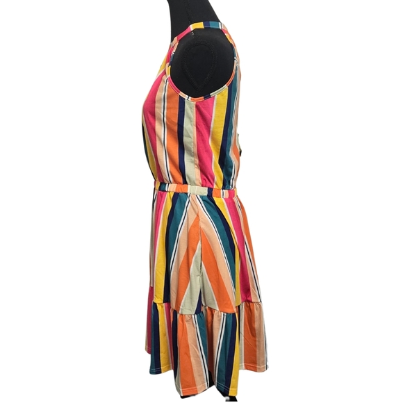 Chic Orange and Pink Midi Dress - Picture 2 of 5